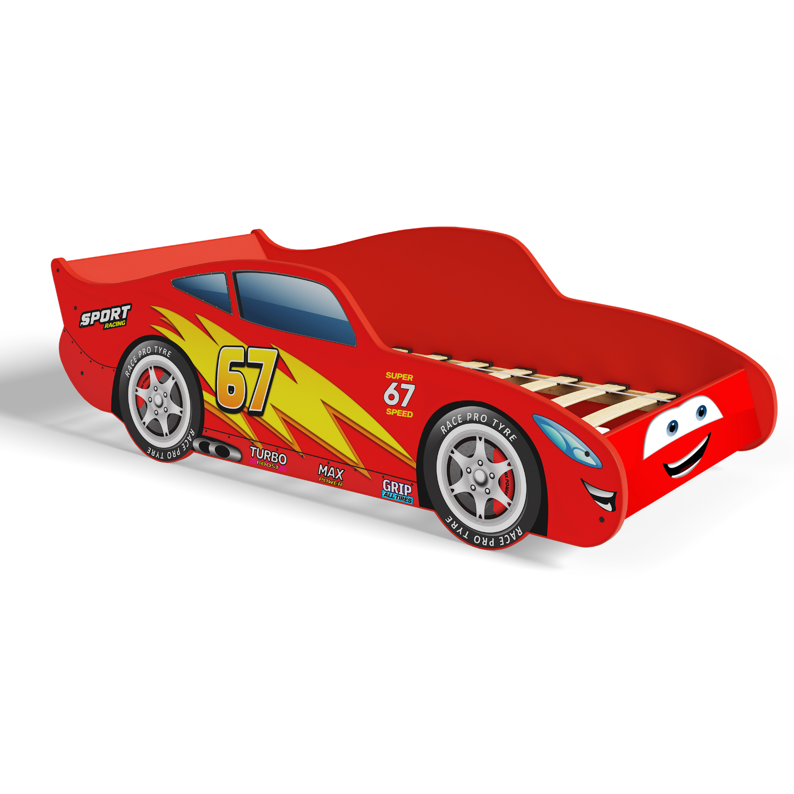 WAGA sarkanā auto formas gulta 140×70 cm